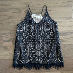 LOFT Petite Black Lace Strappy Cami - Size XSP